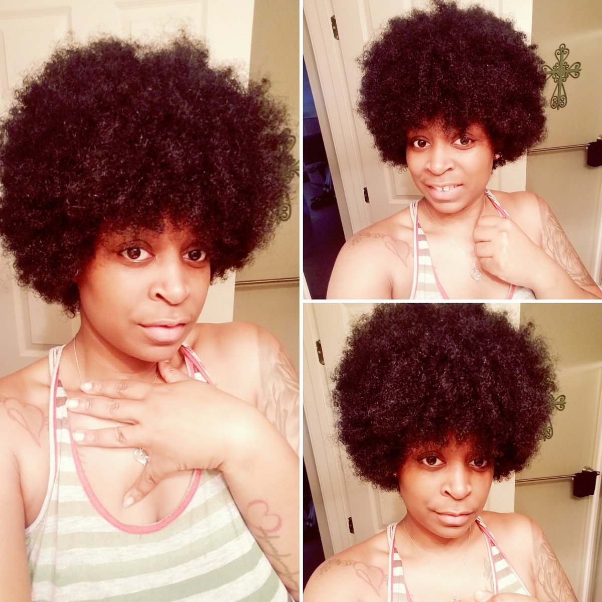 TrinityRoze's tweet photo. This is the real me. Underneath the wigs, eyeliner, and straight hair. Underneath my cosplays. Hi. 🙂 #naturalhair #afro #outsideofcosplay #me #blackgirlmagic #thanksgiving #supportthepuff #puffyhair #blackhair #melanin https://t.co/0LYtXhOVGZ