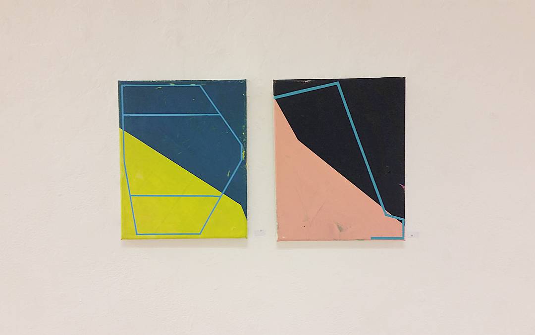 MsDs13's tweet image. Sneak peak of my current exhibition "Nonetheless here " now open! 
Runs till the 3rd of December....
Painting's on display, from the left "The order of things " and "Rearrange "
#painting #abstract #geometric #minimalism #nonobjectivepainting #contemporaryart #exhibition