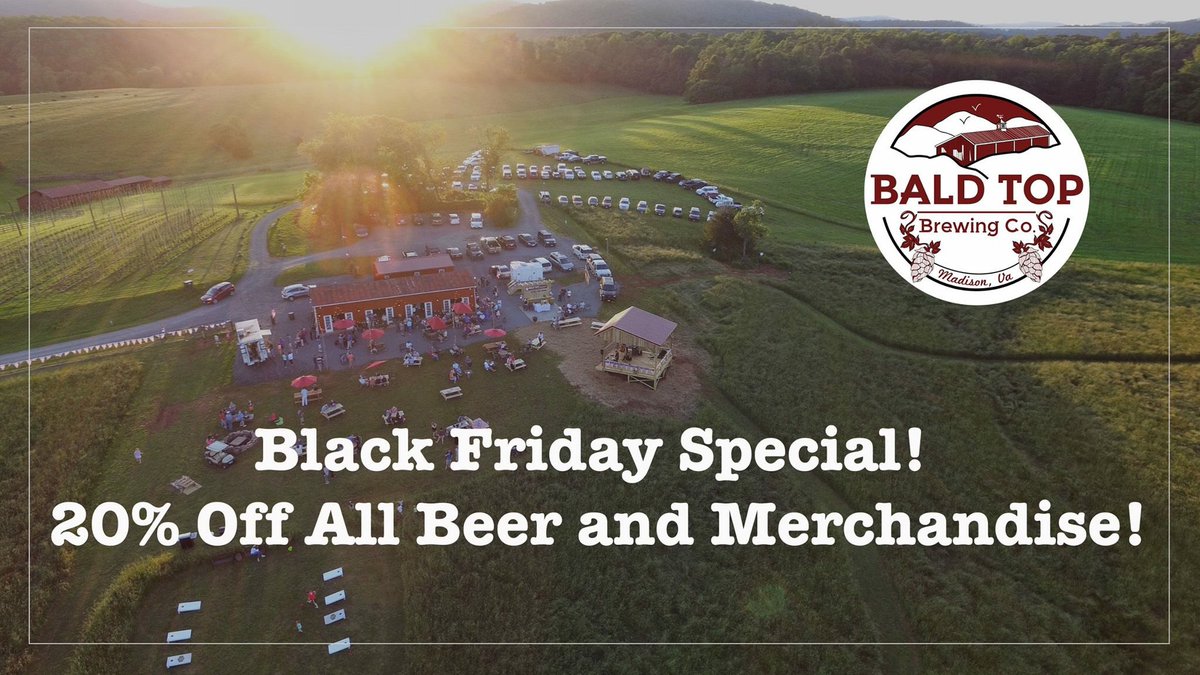 baldtopbrewing's tweet photo. Come on over and do some Holiday shopping at Bald Top on Friday! We have plenty of merchandise - shirts, hats, vests, &amp; koozies, plus we'll be taking Crowler orders (open to all!) for holiday pick up on December 22 and 23rd for all beers on tap. https://t.co/8bRRgmvjw2