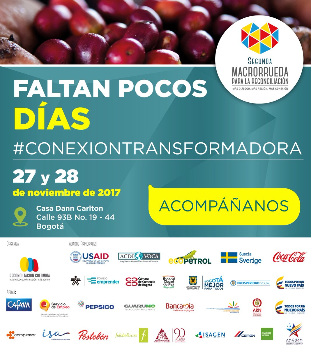 SwedeninCOL's tweet photo. La #MacroR proyecto de @ReconciliaCol apoyado por @SwedeninCOL inspirará a líderes, organizaciones y diferentes sectores a través de la visibilización de buenas prácticas de reconciliación e iniciativas significativas de construcción de paz. https://t.co/dLyDqz50JM