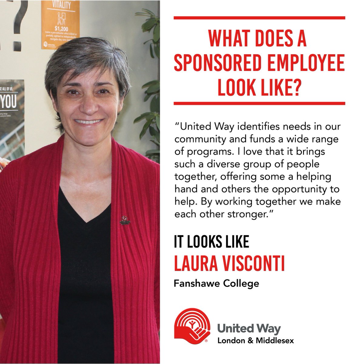 unitedwaylm's tweet photo. Introducing our Sponsored Employee, Laura Visconti from @FanshaweCollege! #SESpotlight #LdnOnt #ChangingTheOdds https://t.co/9ZYTBS0Jpf