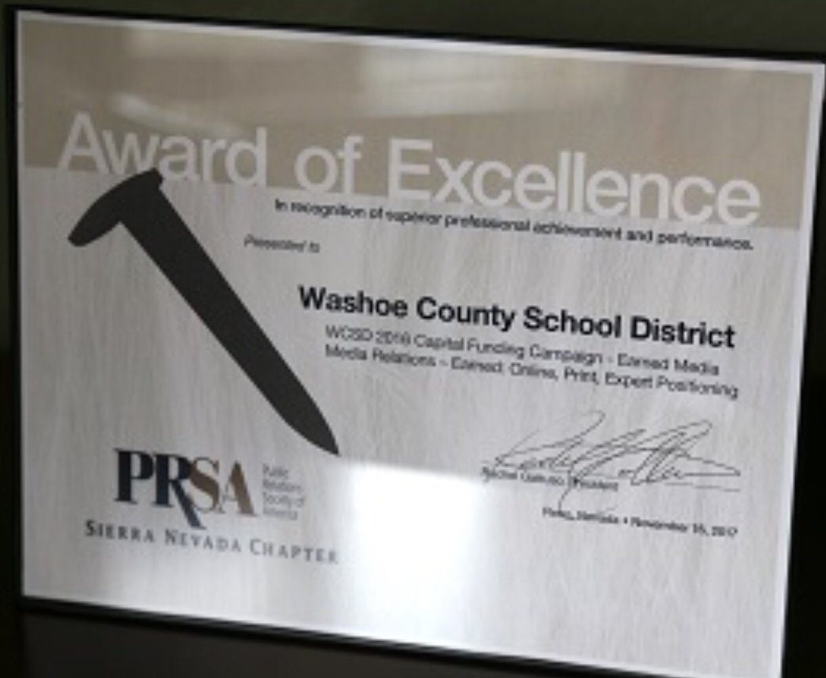 SOSWashoe's tweet photo. Congratulations to WCSD, two nights of award ceremonies and taking 9 awards.  @AlexBybeeNV @abbijayne @Supt_Davis @drangie22 @Frenkel4Schools @katy4kids @MalenaRaymond. Go to SOSWASHOE for pictures of the awards. https://t.co/dXLDZCeW08