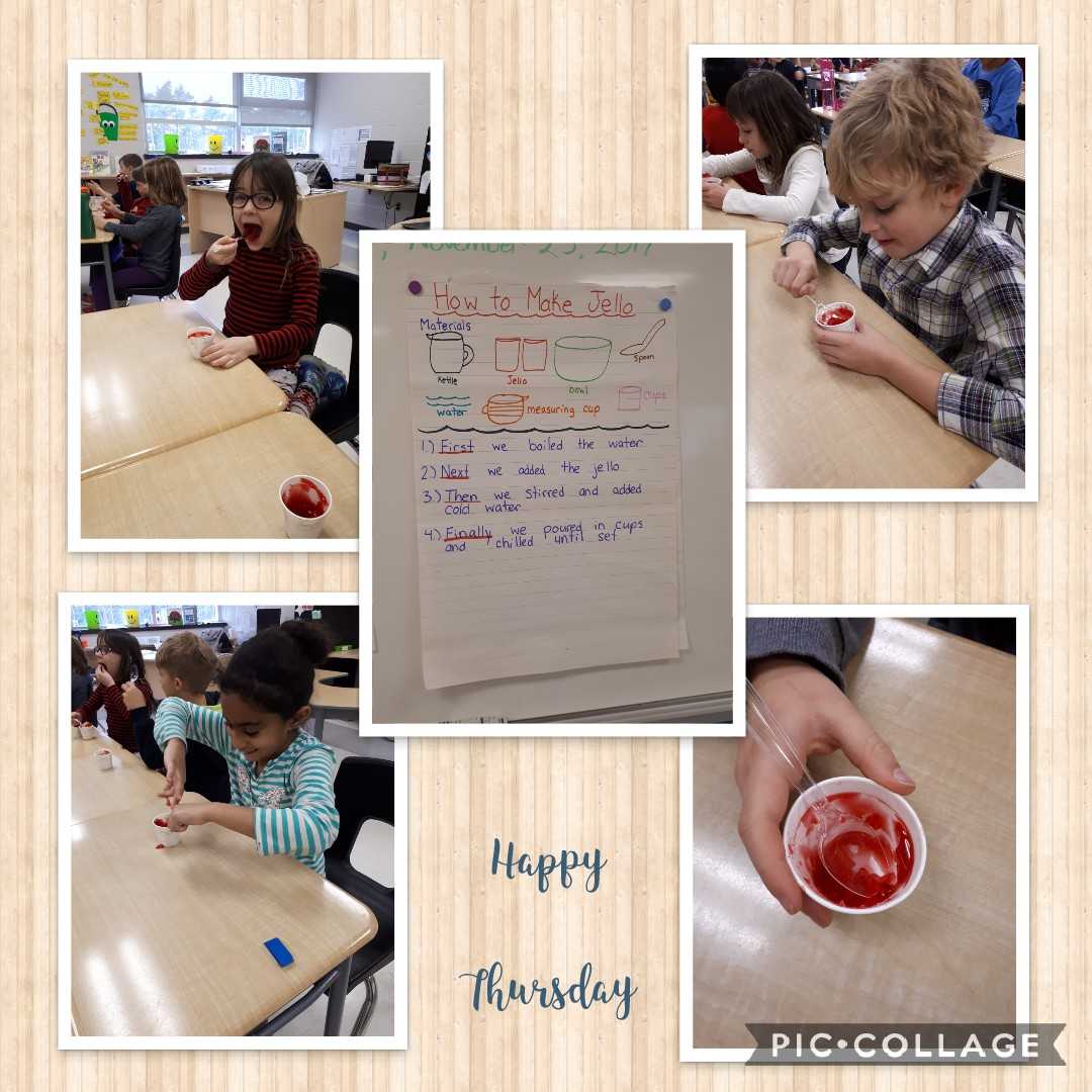MsHarrington44's tweet photo. Making and eating jello to help us learn about procedural writing #grade2crew #gettinginmybelly  @IgnatiusHawks https://t.co/ilFpwRicyz