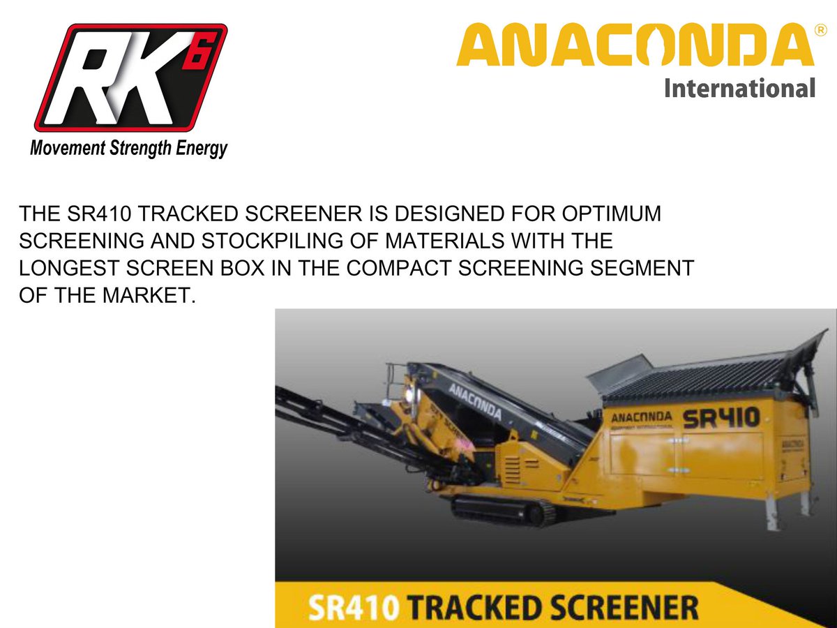 redknight6uk's tweet image. The SR410 tracked #screener is the latest in a range of compact screeners designed to offer customers an entry level screen that can produce high tonnages at the right price.

#RedKnight6
#AnacondaStrong