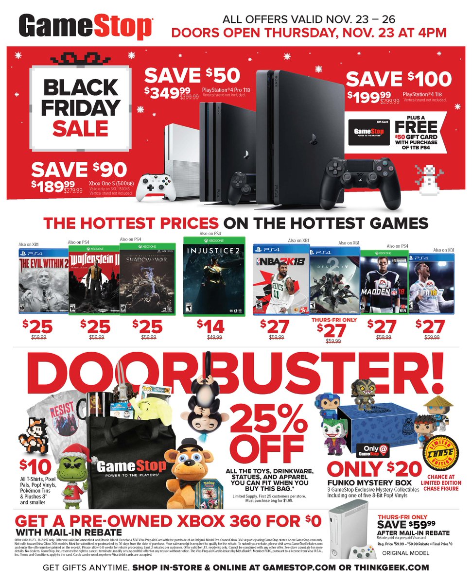 gamestop's tweet photo. The #GameStopBF sale kicks off in-store today starting at 4pm...don't miss your chance to save big on this season's hottest games, collectibles, and more https://t.co/GWDaJXx0Ux