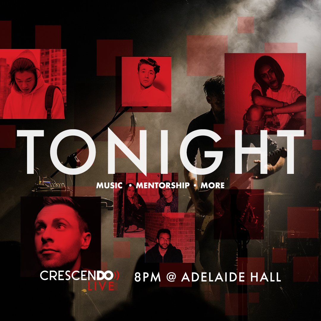 crescendoCA's tweet photo. TONIGHT! Get ready for some live #Music, #Mentorship and so much #More! #CrescendoLive starts at 8pm at Adelaide Hall.

Tickets are still available at the door starting at 7pm! You don't want to miss this.

See you tonight! #GetLoud https://t.co/XlVsl3GnoX