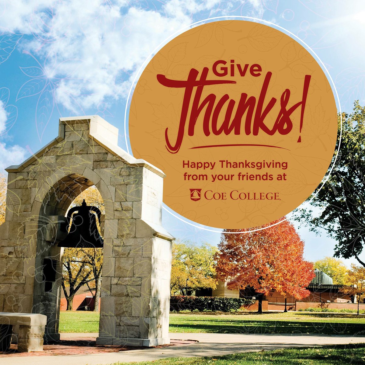 CoeCollege's tweet photo. Happy Thanksgiving, Kohawks! https://t.co/3XpodwIfQ7