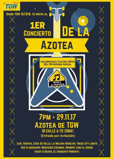 Vamos a celebrar juntos los 4 años de Música en Tránsito✨el 29 de noviembre en la azotea de la TGW 💪🏽