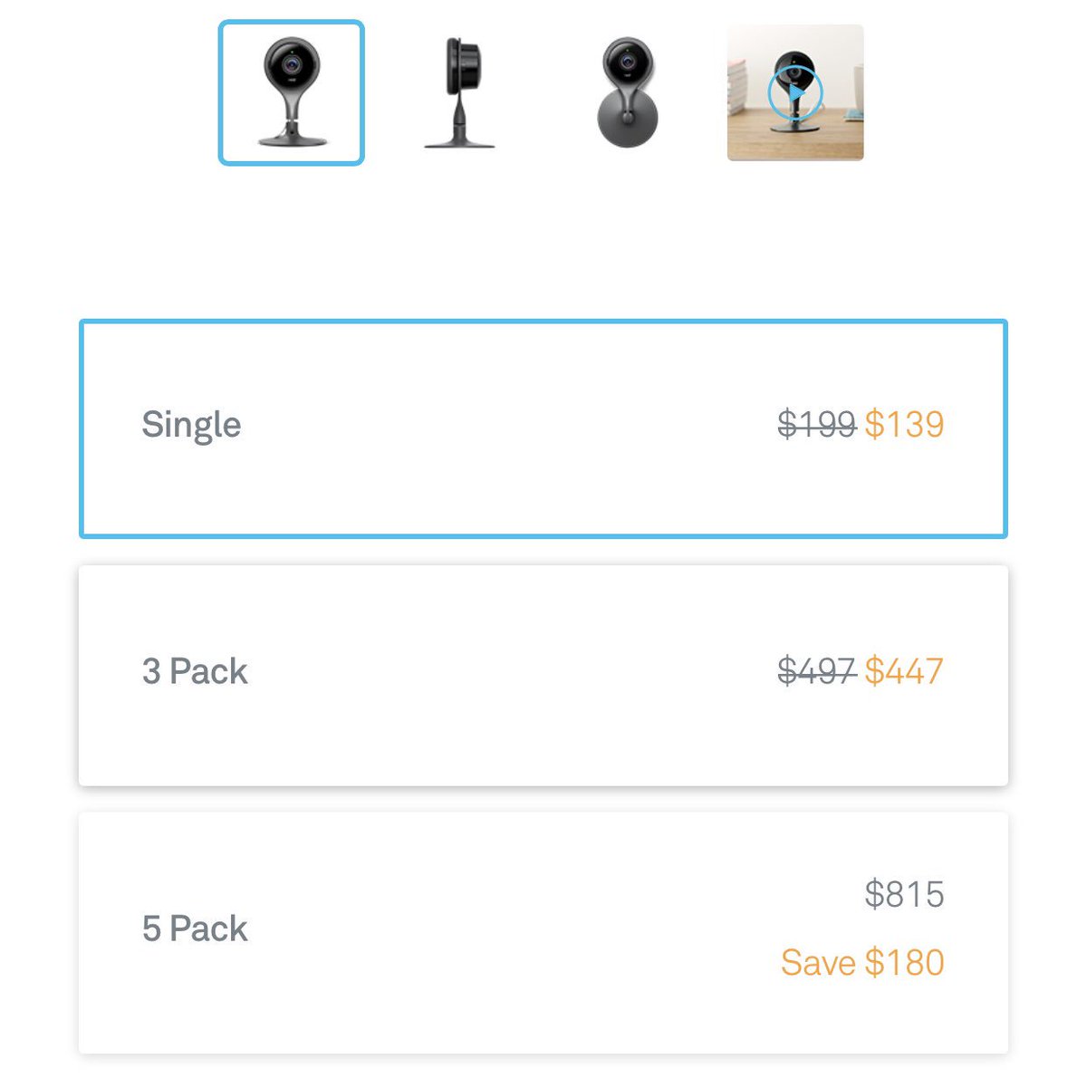 GoofyNerdRunner's tweet photo. Hey @nest, your pricing seems off for your 3 and 5 pack. It’s cheaper to buy 3 or 5 singles #retailmath https://t.co/gXgAfcrnfZ