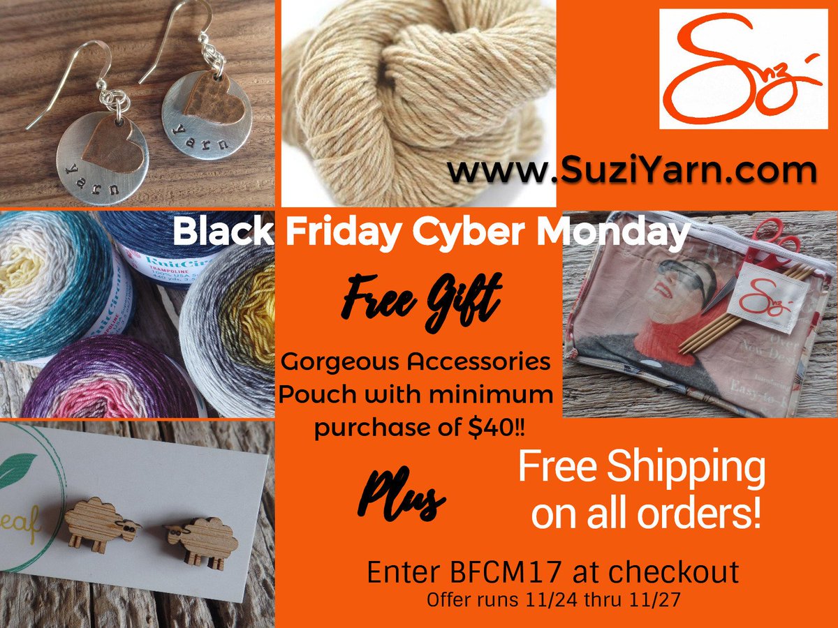 SuziYarn's tweet photo. Happy Thanksgiving!! Hope you are all ready to eat, shop &amp; knit this weekend!! #suziyarn #HappyThanksgiving #knitting #loveyarn @SuziYarn https://t.co/MFW7mqOemv
