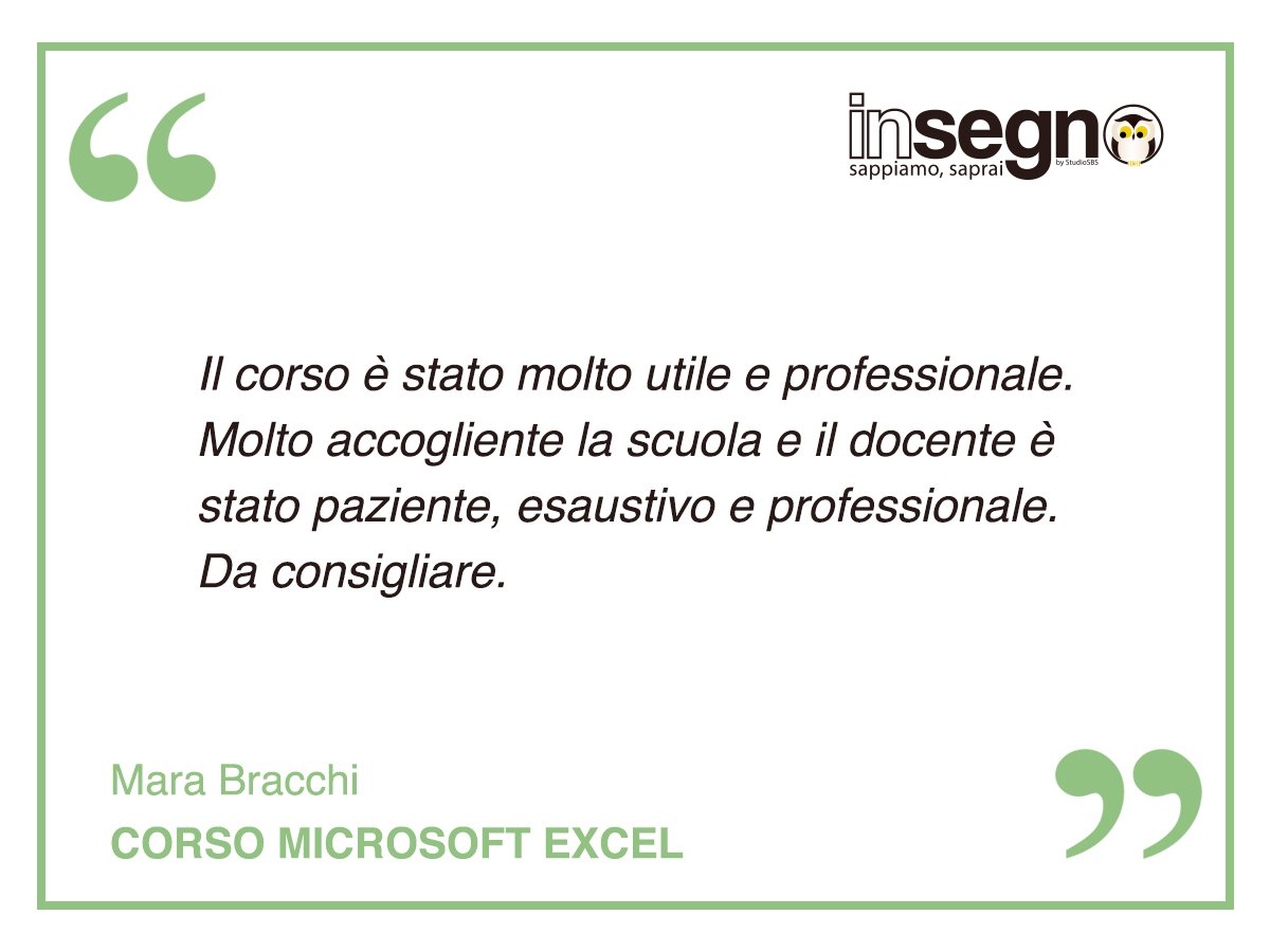 in_Segno's tweet image. La parola di chi ha provato! 👩‍💻👨‍💻 #excel #corsoexcel
Tutti ➡ in-segno.it/chi-siamo/dico…