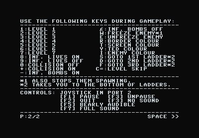 FREEZE64UK's tweet photo. -=> NEW UPLOAD <=- BEAR BOVVER +23D crazy hack.
Includes:
- Level selector
- Infinite Lives
- Collision Off/On
- Infinite Bombs
- Freeze enemy
- Teleport
... and more!
All features activated during gameplay.
Download from https://t.co/dVzIac4alR #commodore64 #c64 #Hackersoft https://t.co/sd22QUO4LK