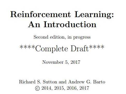 kdnuggets's tweet photo. Reinforcement Learning: An Introduction by Sutton &amp; Barto - Complete Second Draft now freely available https://t.co/vCvwtxCOKL https://t.co/ycD5F4Mh7O