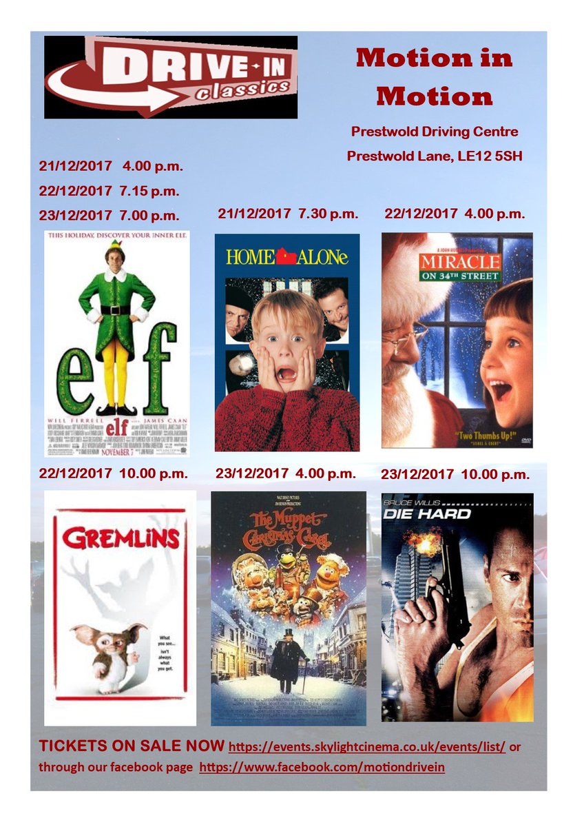 motioninmotion's tweet photo. ⚠️#CompetitionTime ⚠️For a chance to win a ticket to our #Christmas Classics Drive-in #movies this December in #Loughborough 🎅FOLLOW us &amp; RE-TWEET this post😀See favourites such as #ELF #HomeAlone #DieHard &amp; more!! #GoodLuck🍀🍀
Tickets NOW ON SALE!! https://t.co/dnDVEeOncC https://t.co/3Fjdhly9Ff