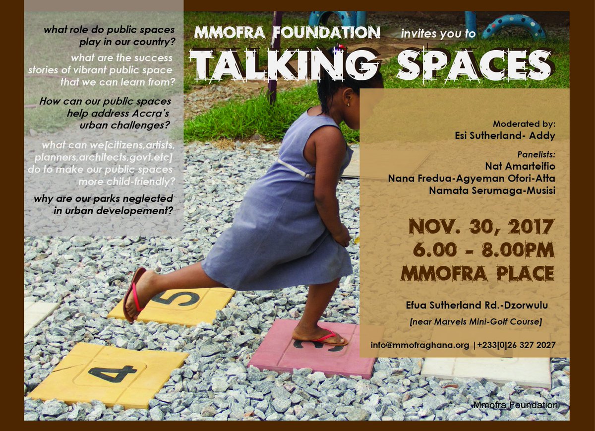 talkingspaces_'s tweet photo. Hello Ghana, @Mmofra_Ghana is hosting a Talking Spaces Talk Party at Mmofra Park on Nov. 30. All are welcomed to join the conversation https://t.co/sNZNcqUjSH