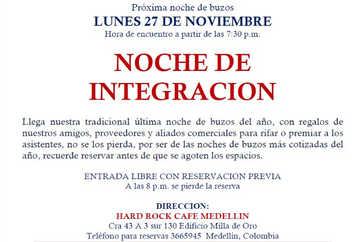 tritonesbuceo's tweet photo. NOCHE DE BUZOS - INTEGRACIÓN 2017
HARD ROCK CAFE MEDELLIN RESERVAS 366 59 45 
TE ESPERAMOS!! https://t.co/ogkcZeAfPD