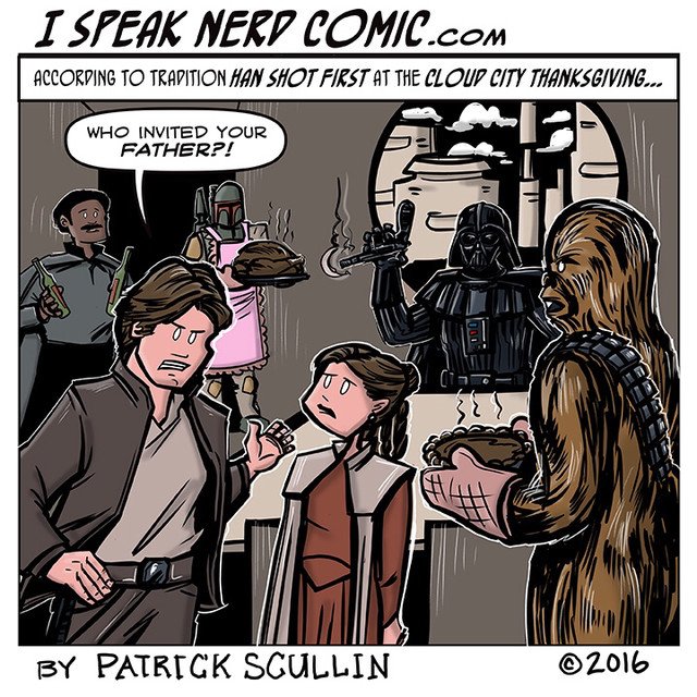 PatrickScullin's tweet image. Happy Thanksgiving Everyone! #ispeaknerd #comics #art #hansolo #starwars #thanksgiving