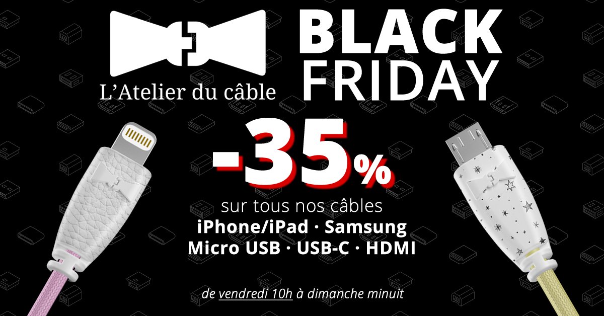 latelierducable's tweet photo. ⬛ BLACK FRIDAY ⬛
💥 -35% sur tout le site à partir de demain 10h ! 💥
(jusqu’à dimanche minuit)
#blackfriday #madeinfrance #Noel https://t.co/AmWsE1WCRz