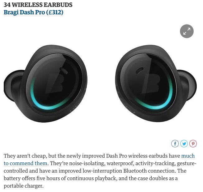 hellobragi's tweet photo. #TheDashPro made it to the @guardian "40 Best Gadgets of 2017" list.
Read + here >> https://t.co/bE11XHHilY
#EnableYou #Bragi #wireless #headphones https://t.co/f1tRAbrUvX
