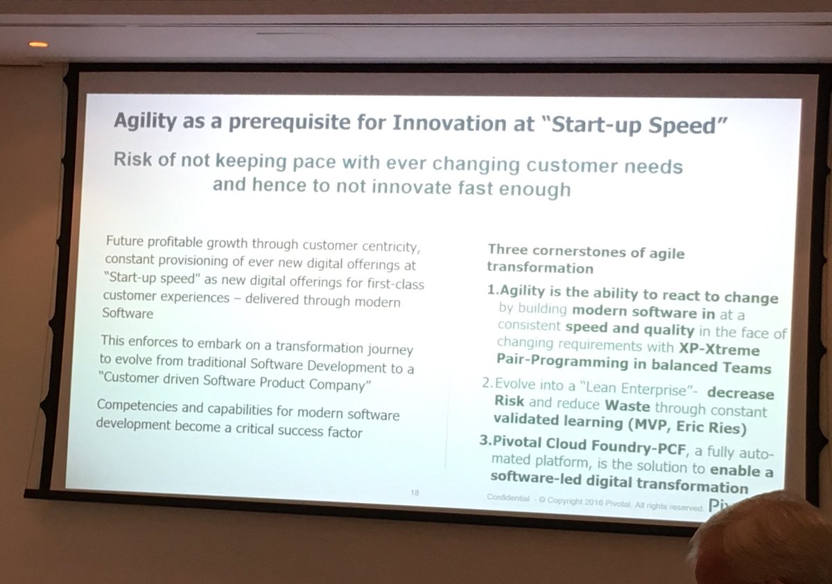 BerndBlessin's tweet photo. #Agility as a prerequisite for #Innovation at „Start-up Speed“: lower #risk of not keeping pace Karl Zumstein @pivotalDACH #alternus https://t.co/crkwYR5pC0