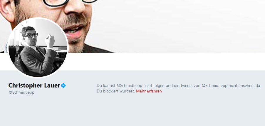 Karsten_Heyde's tweet photo. Oops ... vom Ex-Piraten, Ex-Springer-Manager und Wie-lange-noch-in-der-SPD Lauer blockiert. Auch eine Form mit kritischen Anmerkungen umzugehen. #schmidtlepp #lauer #kritik #Kopfschütteln https://t.co/XH0rt1Xu0O