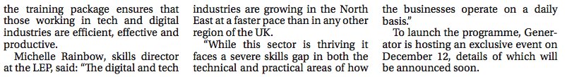 GeneratorNE's tweet image. Our very own @jim_mawdsley speaking in @jnlbusiness about our upcoming #DigitialBootcamp helping give the North East a digital skills boost. generator.org.uk/bootcamp/