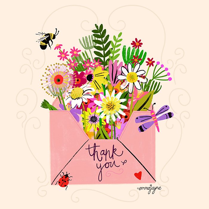 emma_j_designs's tweet photo. Say it with flowers! 'Thank you' #floral #Flowers #greetingcards #CardsThanks #cards #ArtisticThursday #artlicensing #freelancer #freelancing #Designers #illustration #Illustrator https://t.co/cpSrJua3pj