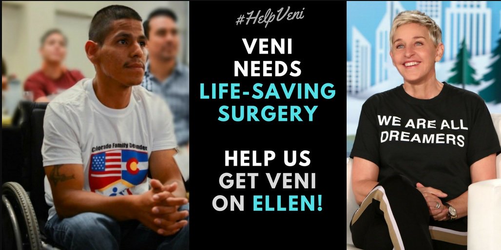 hellagoodman's tweet photo. TheEllenShow ty for supporting #Dreamers! #Dreamer Veni Noya needs lifesaving surgery but can't afford it. Will you #HelpVeni? https://t.co/Os5SS1n9t6 https://t.co/bLFpDou2GH