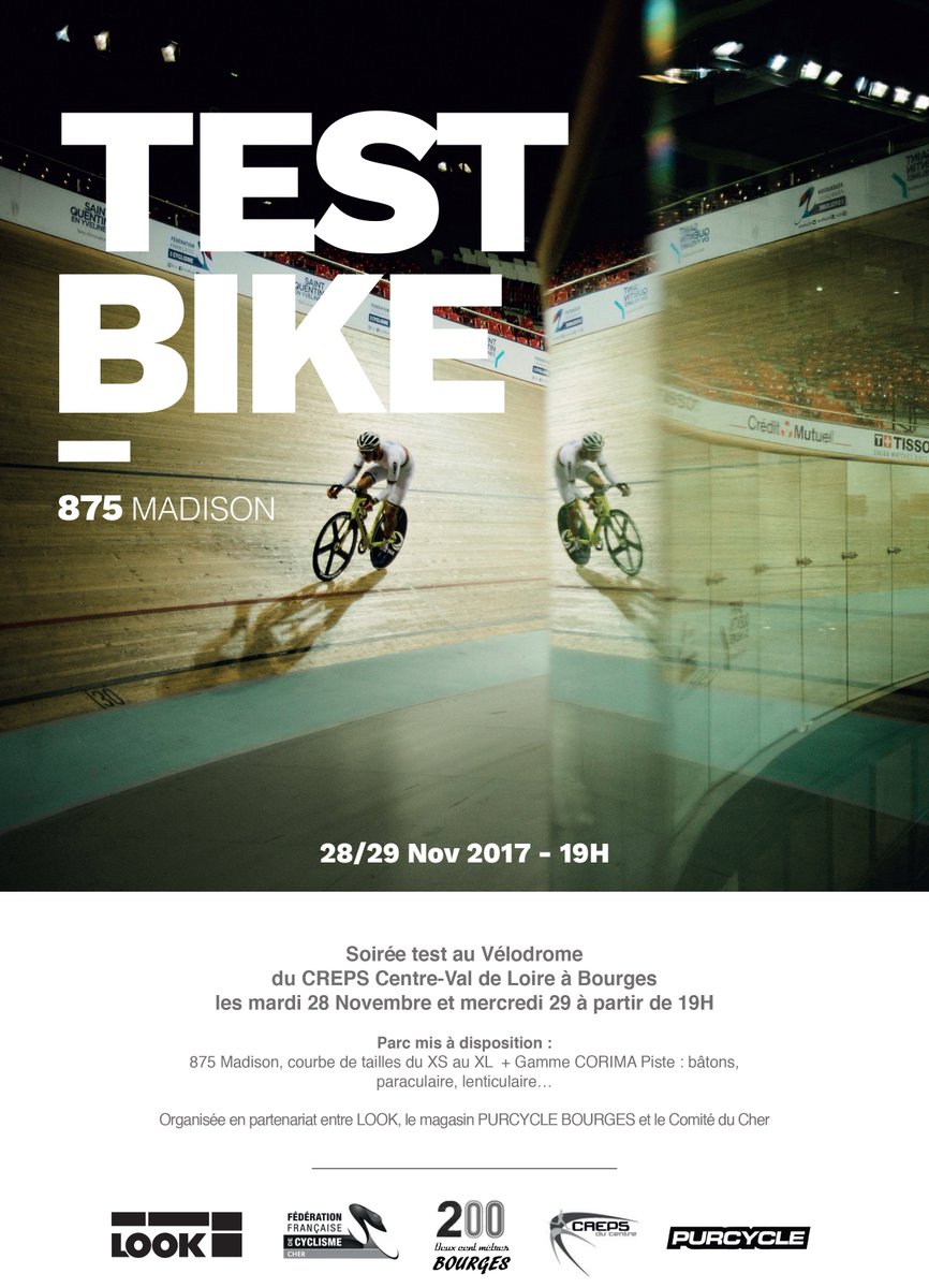 lookcycle's tweet photo. Avec le titre de Champion d'Europe, le #875Madison a réalisé une entrée fracassante sur Piste ! Et si on vous proposez de tester ce bolide de l'anneau ? Cela se passe les 28 et 29 novembre au @Velodrome_brges à Bourges à partir de 19 heures ! On se voit là-bas ?
#RideYourDream https://t.co/iOObWrd0rs
