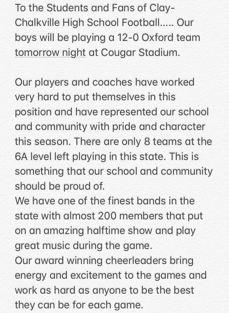 MichaelLee_THS's tweet photo. Be there tomorrow night! RT over and over ... @claychalknews @cchsbluecrew18 @CCCheerleaders @CCBandBoosters @CityofClay @CCHSfootbal @CCHSWeightroom @CoachGilmer @seant26hope @JonClements17 @CoachWallCCHS @Hood_Consulting @KimWeaver5 @edallas7 @chrisbmills https://t.co/GZrFhHY1DZ