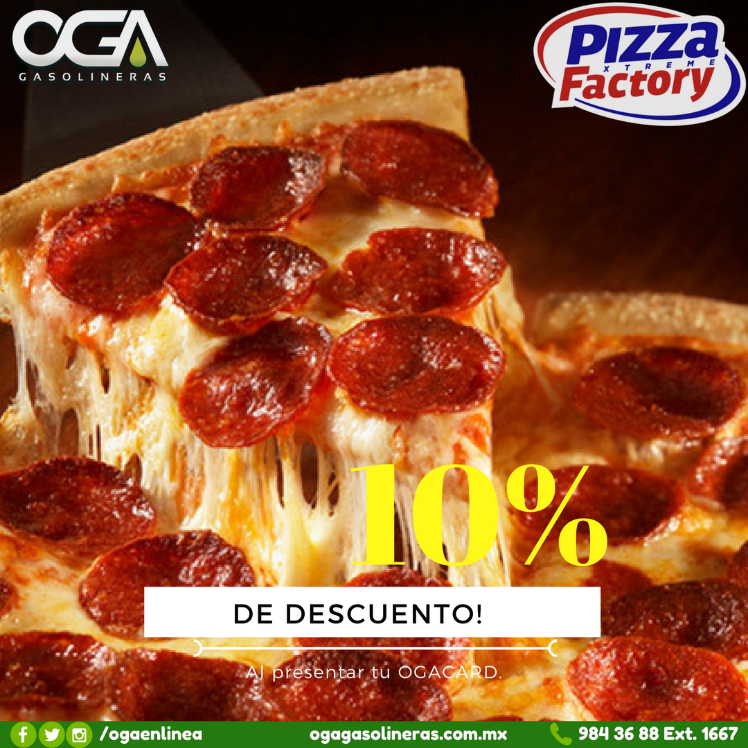 OGAenLinea's tweet photo. ¿Antojo de una buena pizza? Disfruta del 10% de descuento con solo mostrar tu OGACARD en tu compra con Pizza Xtreme Factory cualquier día y cualquier hora.
Recuerda que estamos regalando boletos para @lajosa y guerra de chistes.
#OgaEnLinea #SiempreCercaDeTi https://t.co/ePhTfYbswO