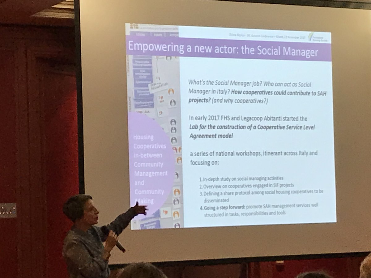 kimmoronka's tweet photo. "The future of #social #housing is to empower the people and the communities. Social managers as new actors in neighborhoods" Chiara Rizzica in #EFLGent17 @efl_europe @SetlementtiAsuu #generationsblock https://t.co/0FeGpgngEk