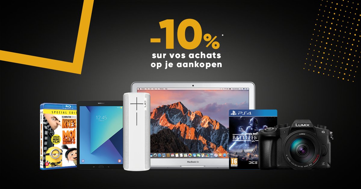 Fnac_Belgium's tweet photo. 👍Week-end #BlackFriday 👍 -10%* sur tous vos achats avec la #carteFnac dès vendredi jusqu'à lundi soir inclus dans vos magasins Fnac et aussi en ligne sur https://t.co/q4a21SwtLR
*Conditions en magasin et sur fnac.be https://t.co/k7Fk5eLYqw
