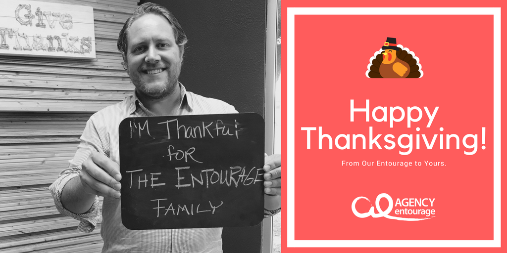 AgencyEntourage's tweet photo. With an entourage like ours, there’s plenty to be thankful for. @BenDowntown #Thanksgiving #AEGr8 https://t.co/GPSAUF3fev