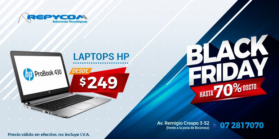 RepycomCorp's tweet photo. #BlacKFriday en #Repycom hasta el 70% descuento.
Viernes 24 de noviembre 2017 desde las 10 am a 12 de la noche en la Av. Remigio Crespo 3-52, Cuenca. Ven y aprovecha cientos de productos a precio de locura!!! https://t.co/jZLTV2gexv