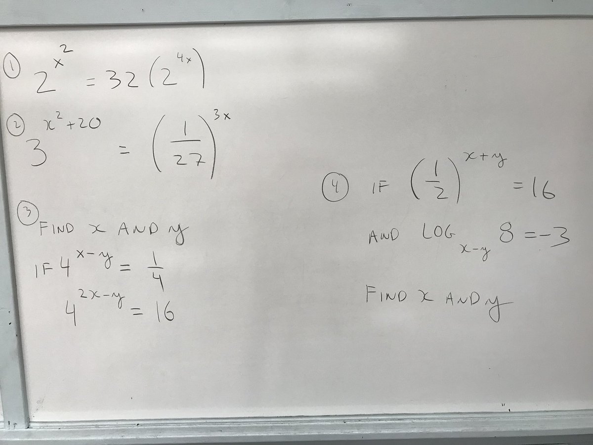 AlexOverwijk's tweet photo. Solving exponential equations today in #mhf4u in #athinkingclassroom whille managing flow #iteachmath #MTBoS #VNPS #VRG https://t.co/wGntoAJPA9
