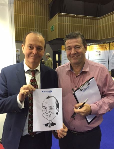easycartoons's tweet photo. @FifthGearTV Great meeting and caricaturing the great Quentin Wilson today at the #elafex exhibition, with @AMartiniussen https://t.co/cwxlm2NbQf