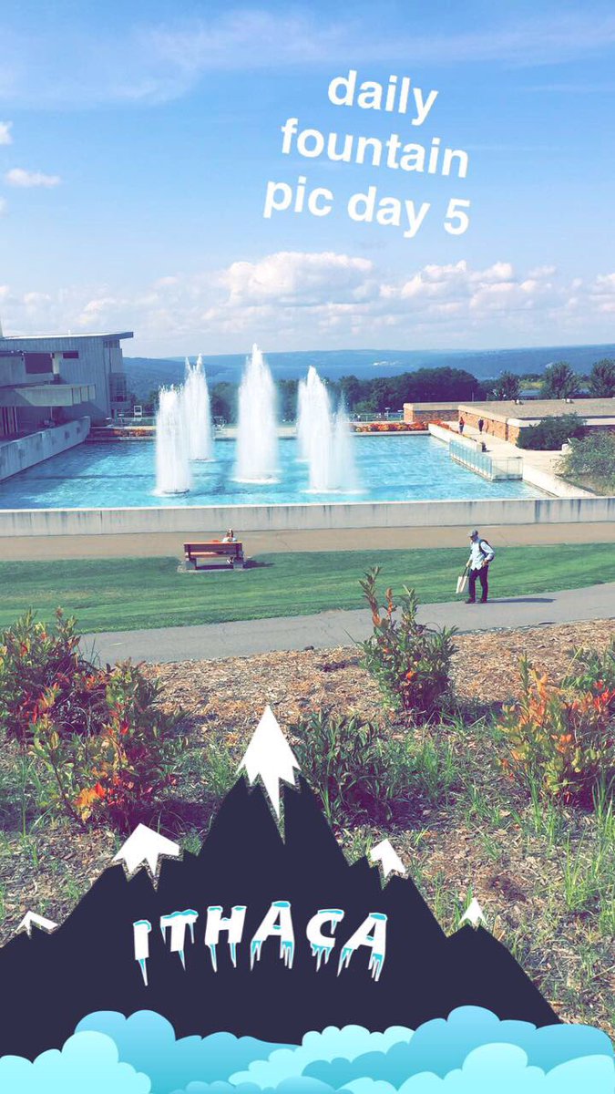 DKanner10's tweet photo. Iβm thankful for the fountains at @IthacaCollege for upping my snap story game #ICThanks https://t.co/D4Ezyhe4wQ