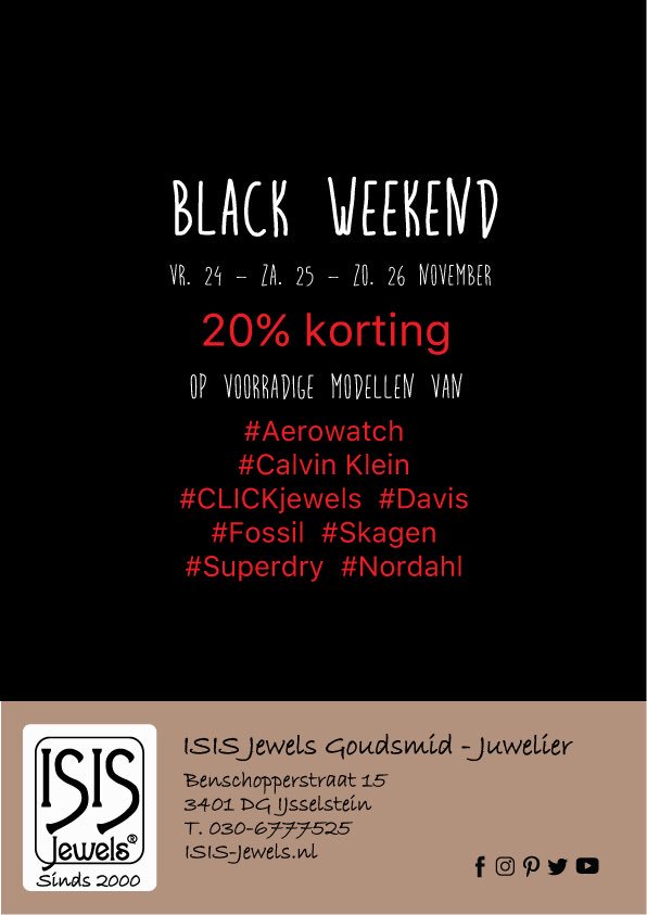 ISISJewels's tweet photo. 🖤 B L A C K  

Wie snel is slaat vast zijn slag voor de cadeaumaand 🎁

#Blackweekend #korting #mooimeegenomen #ijsselstein #ISISJewels https://t.co/CakB1Xq7dz