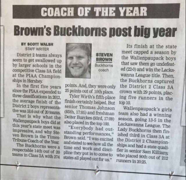 PaupackXC's tweet photo. What a guy.. Our very own Coach Brown won Coach of the Year!! Not that there was ever a question with this one though.. https://t.co/04DnftfoTJ
