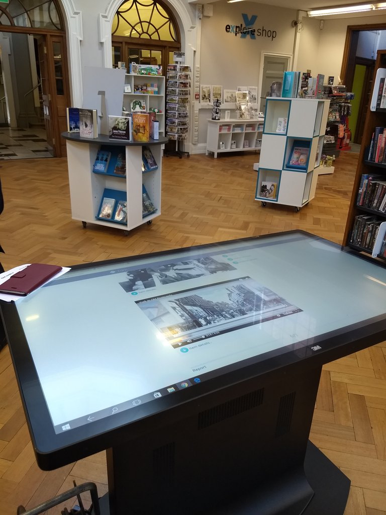 AHRCDigHeritage's tweet photo. Great morning @YorkExplore showing archive images and Blueberry Academy trainees' Yarn stories on the large touchscreen! https://t.co/VZ8kNz0U2S #archives #York @YorkLibrariesUK https://t.co/Tzu88gJbM2