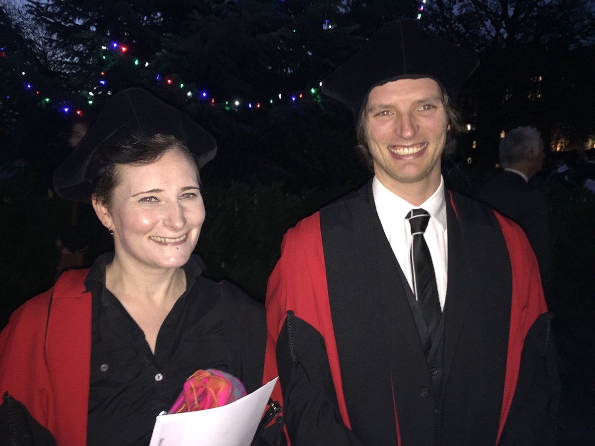 Deep sea superstars <a href="/10Tackles/">Amy Scott-Murray</a> and @AllLittleFishes decked out in full PhD graduation regalia and looking rightly pleased with themselves.