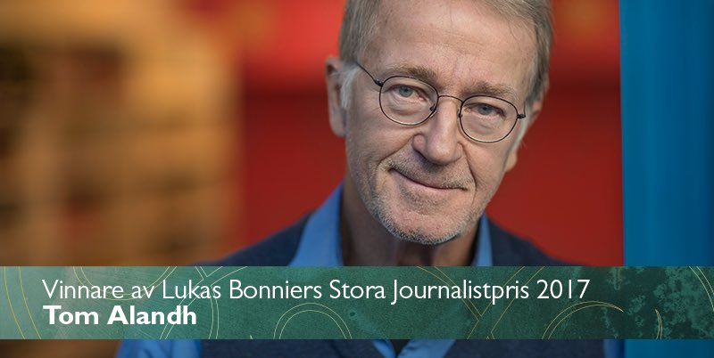 StoraJournalist's tweet photo. Stort grattis Tom Alandh till Lukas Bonniers Stora Journalistpris 2017! #StoraJournalistpriset https://t.co/xtBccbcDOe