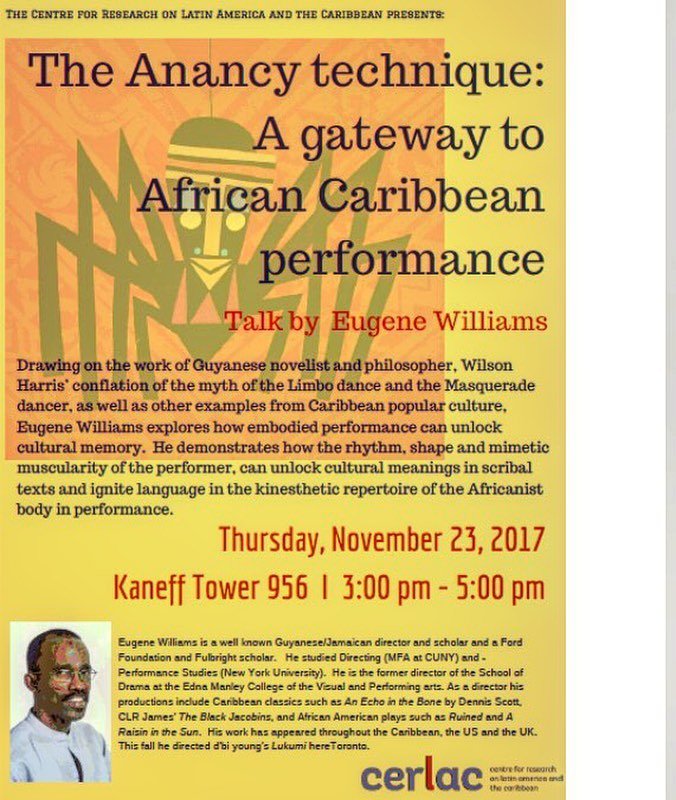 YorkuCrossroads's tweet photo. Happening today at Kaneff Tower 956 at 3pm. Exploring African Caribbean performance techniques. Come check it out! #YorkU https://t.co/LavsNcbE5n