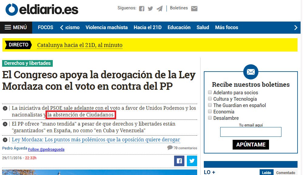 jmangues's tweet photo. ¿Qué opina C’s sobre la Libertad de expresión? Pues se abstuvieron a la derogación de la Ley Mordaza del PP y en 2015 insinuaron prohibir legalmente las manifestaciones independentistas. https://t.co/Bop5GPumJA