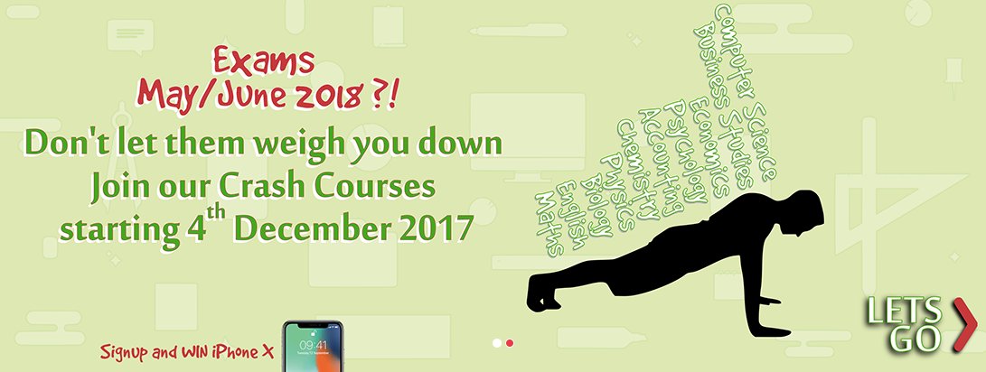 faisal_kahlu's tweet photo. Experiencing #study #stress ? Join our #CrashCourse from the 4th December 2017 just in time for the May/June 2018 O/A Level #examinations! Simply register via our website: @iamDesigners https://t.co/tOOuYfeuZv