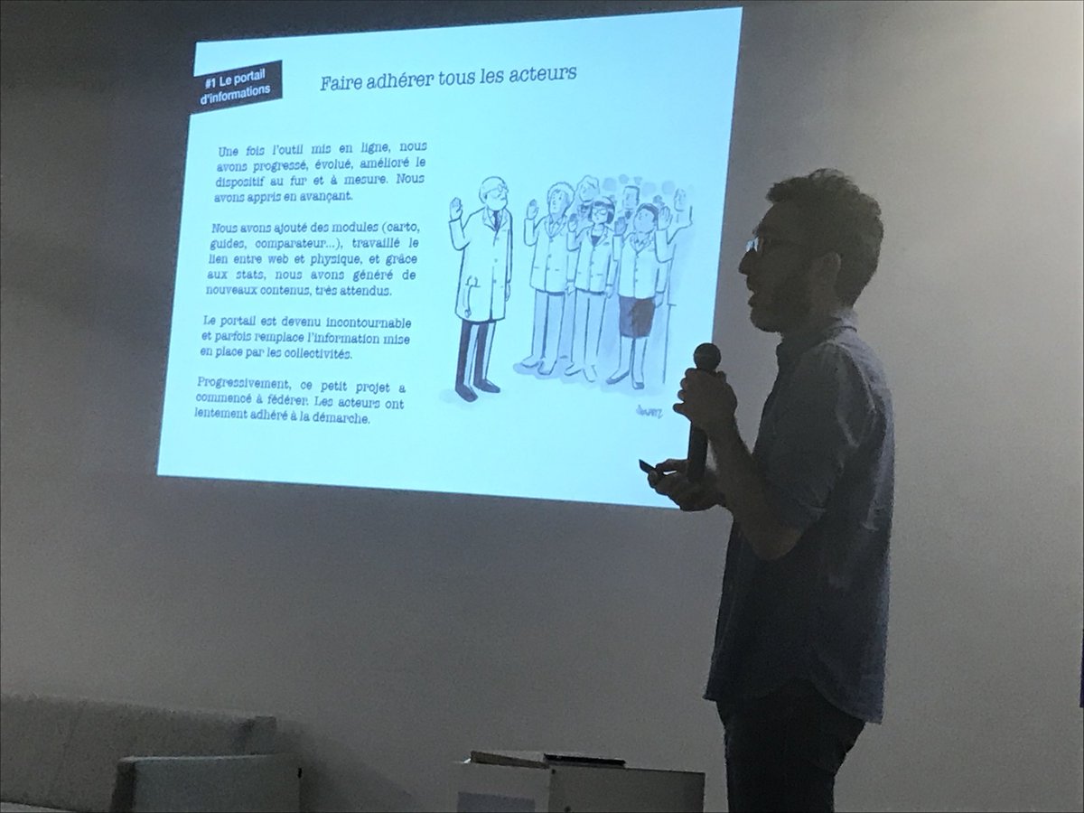 bbilloud's tweet photo. Meetup #OpenTransport prez @juliendelabaca présente le portail d’information voyageur multimodale @transfermuga qui traverse les frontières avec des briques #opensource #opendata #OpenStreetMap #Navitia https://t.co/ndte40e7tV