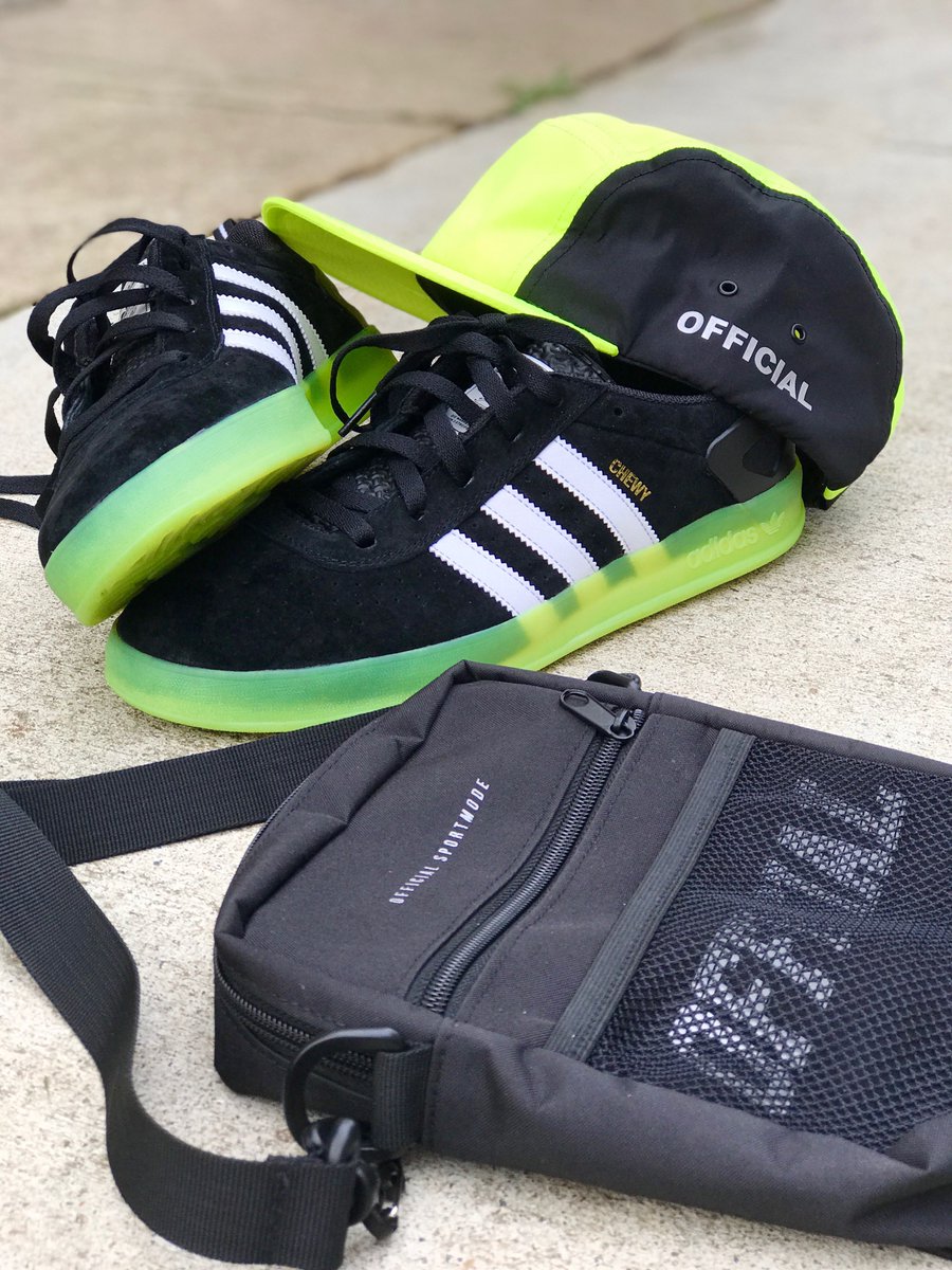OfficialBrand's tweet photo. Our new Utility Bag, Savage Sulfur Camper and the @adidasskateboarding Chewy Cannon #palacepro #OutfitGrid #StayOfficial https://t.co/QYeUzrT2FL