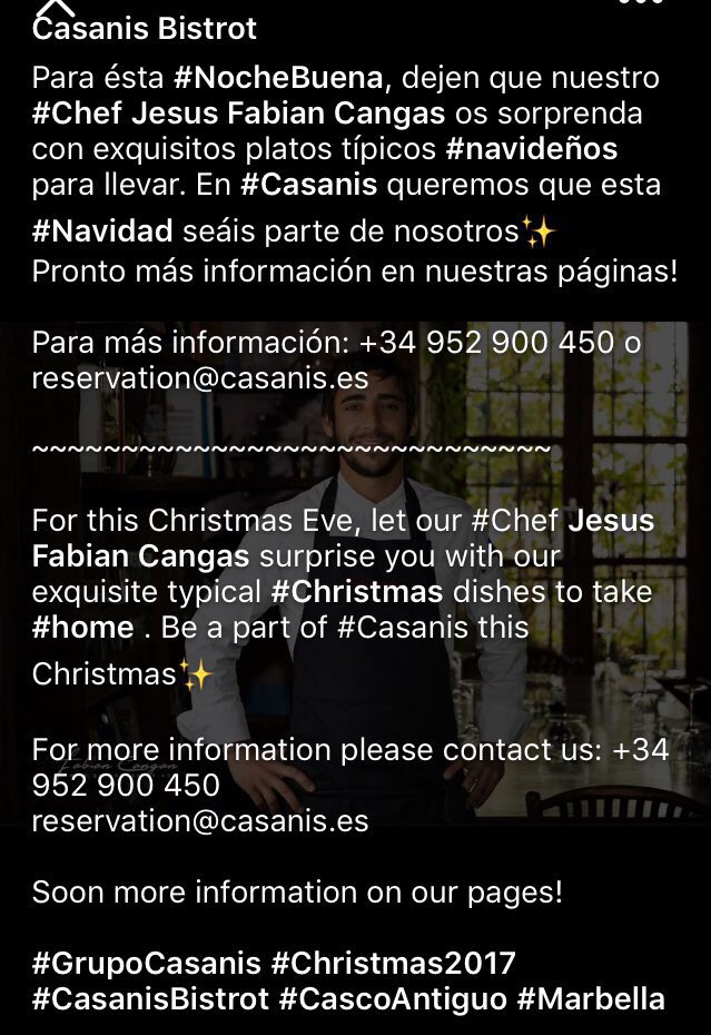 CafeFlore_es's tweet photo. Restaurante #CasanisBistrot nos presenta esta gran propuesta para la cena de Noche Buena!
#GrupoCasanis #ChristmansEve https://t.co/POJJjqPl3d
