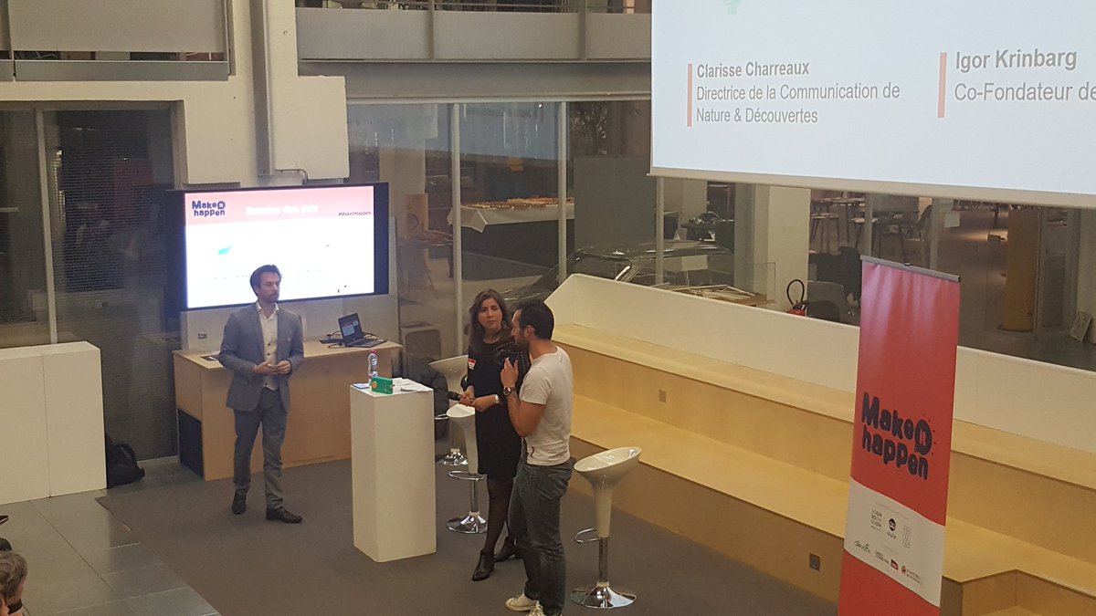 C'est maintenant à Clarisse Charreaux, Directrice de la Communication de Nature &amp; Découvertes et @maellechassard, Co-Fondatrice de la #startup @luniimaginaire  de monter sur scène pour annoncer le gagnant du prix "Bien-être et Nature", soutenu par @NetD_news
#MakeItHappen